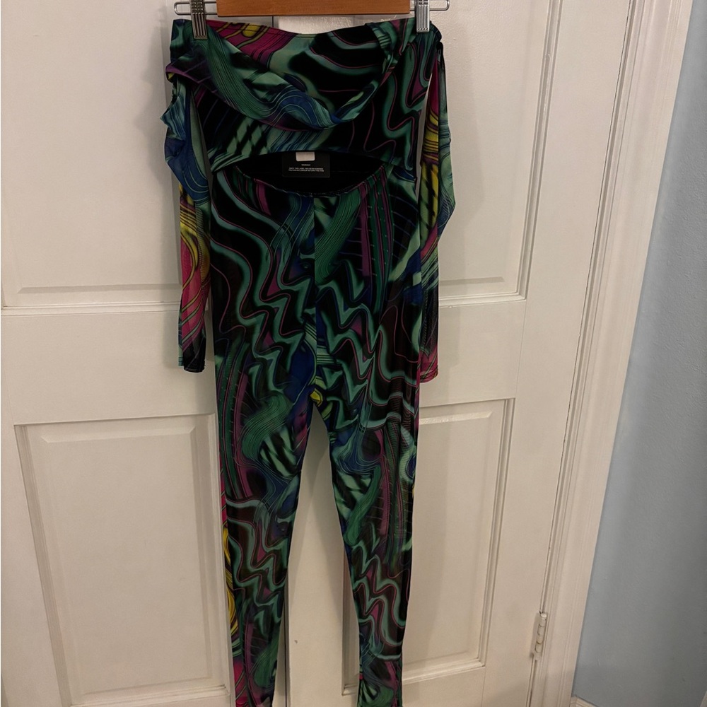PrettyLittleThing Multicolor Mesh pantsuit ravewear
